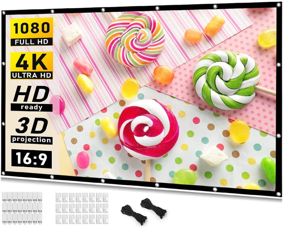 Image of Spline 200 inch Large Projector Screen 16:9 Hanging Projection Screen Movie Screen Washable Fold-able Anti-Crease for Office Conference Presentation Theater Party - (Width 447 cm x 257 cm Height)