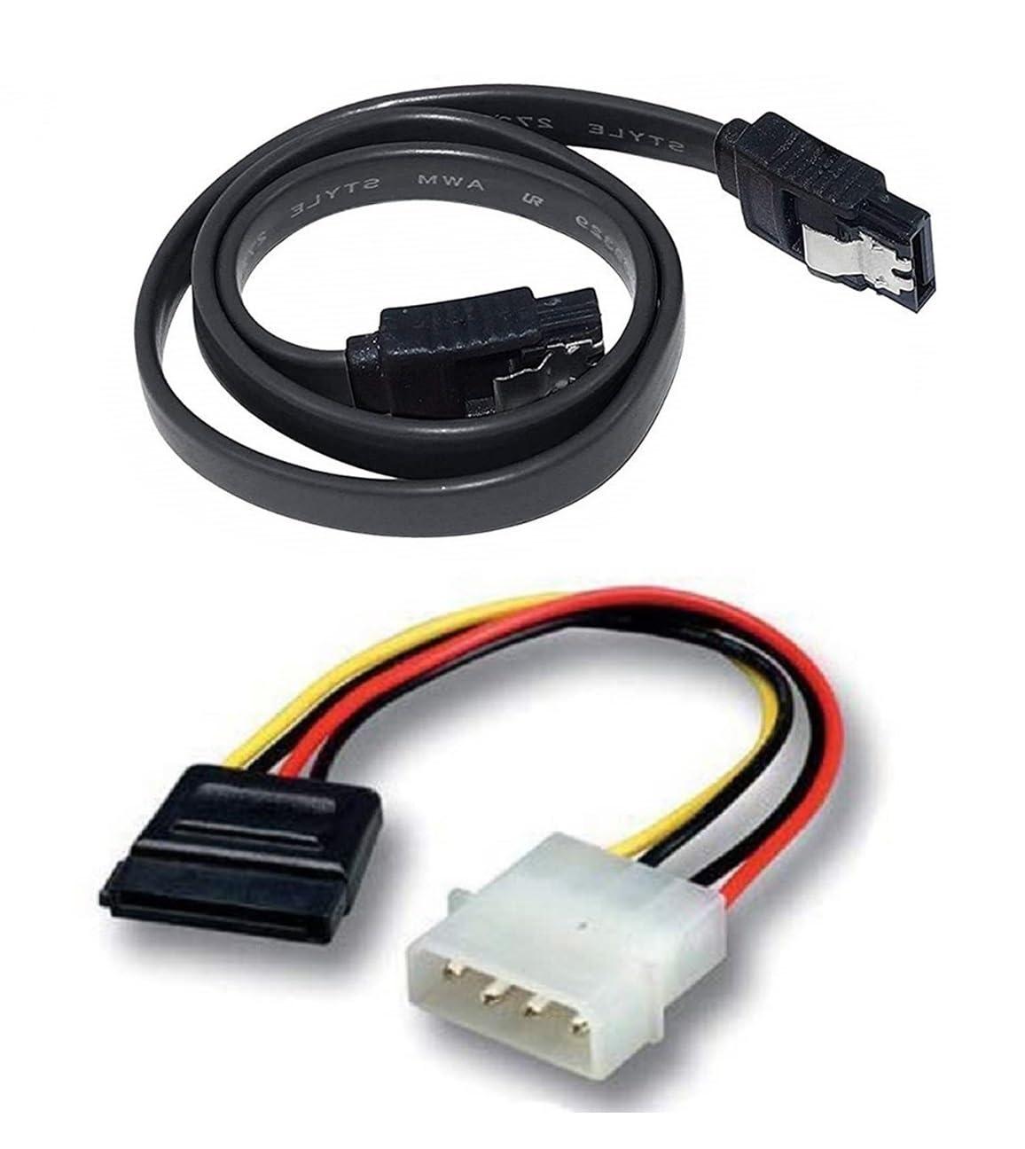 Steko (Combo Pack 1 Piece SATA Data Cable with Locking Latch + 1 Piece 4 Pin Molex to 15 Pin Power Cable for Internal Hard Disk Drive, SSD, HDD & DVD Writer-Black (B0B71FF23Z) Amazon Price History, Amazon Price Tracker