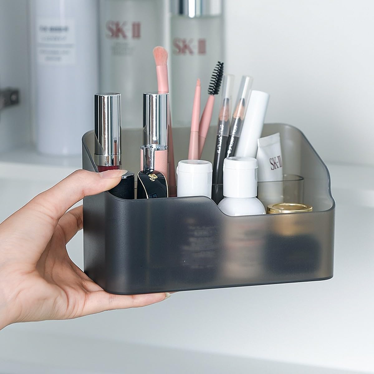 See full amazon price history chart for wolpin Cosmetic Storage Box Makeup Lipstick Makeup Brush Organiser Stand Frosted Case Dressing Table Bathroom Organiser with Removebale Grid Box (16.5 x 8.5. x 10 cm), Gray, Plastic wolpin Cosmetic Storage Box Makeup Lipstick Makeup Brush Organiser Stand Frosted Case Dressing Table Bathroom Organiser with Removebale Grid Box (16.5 x 8.5. x 10 cm), Gray, Plastic (B0CJRMWY8B) Amazon Price History, Amazon Price Tracker
