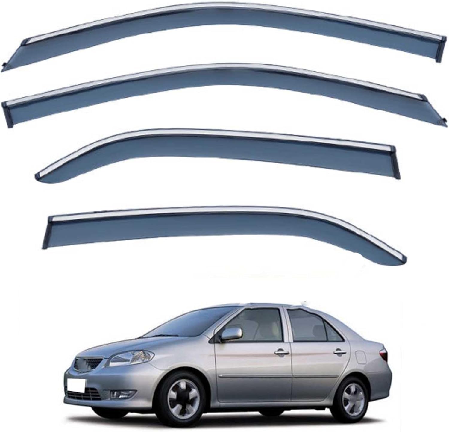 nwsplmy Wind Deflectors for Vios Sedan MK1-XP40 2002-2006, Rain Guards Window Visors, 4-Piece, Protects Against Fading & Cracks