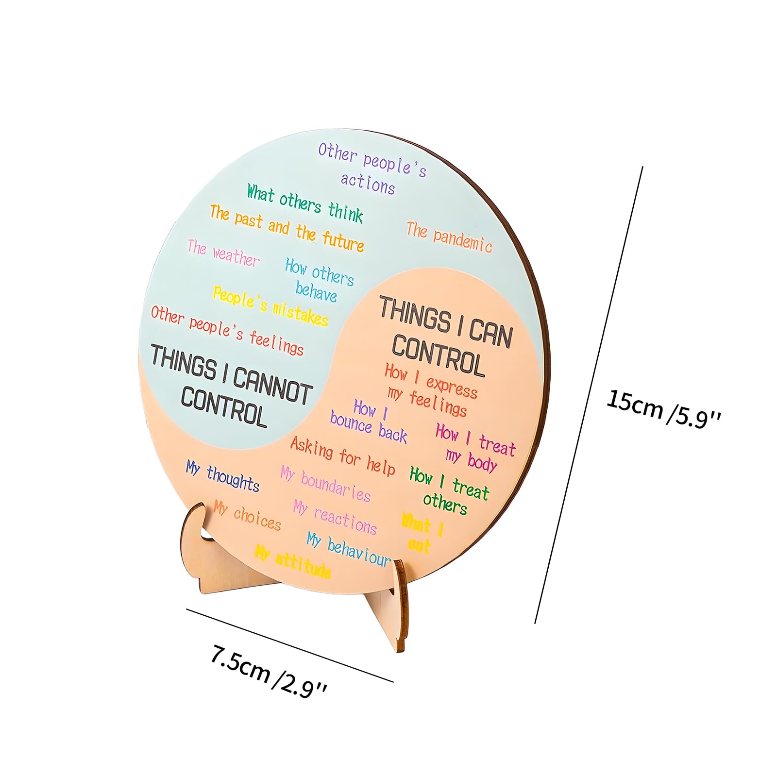 Feelings Wheel, Emotion Wheel for Adults with Stand Double-Sided Mental Health Wooden Emotion Chart - Image 2