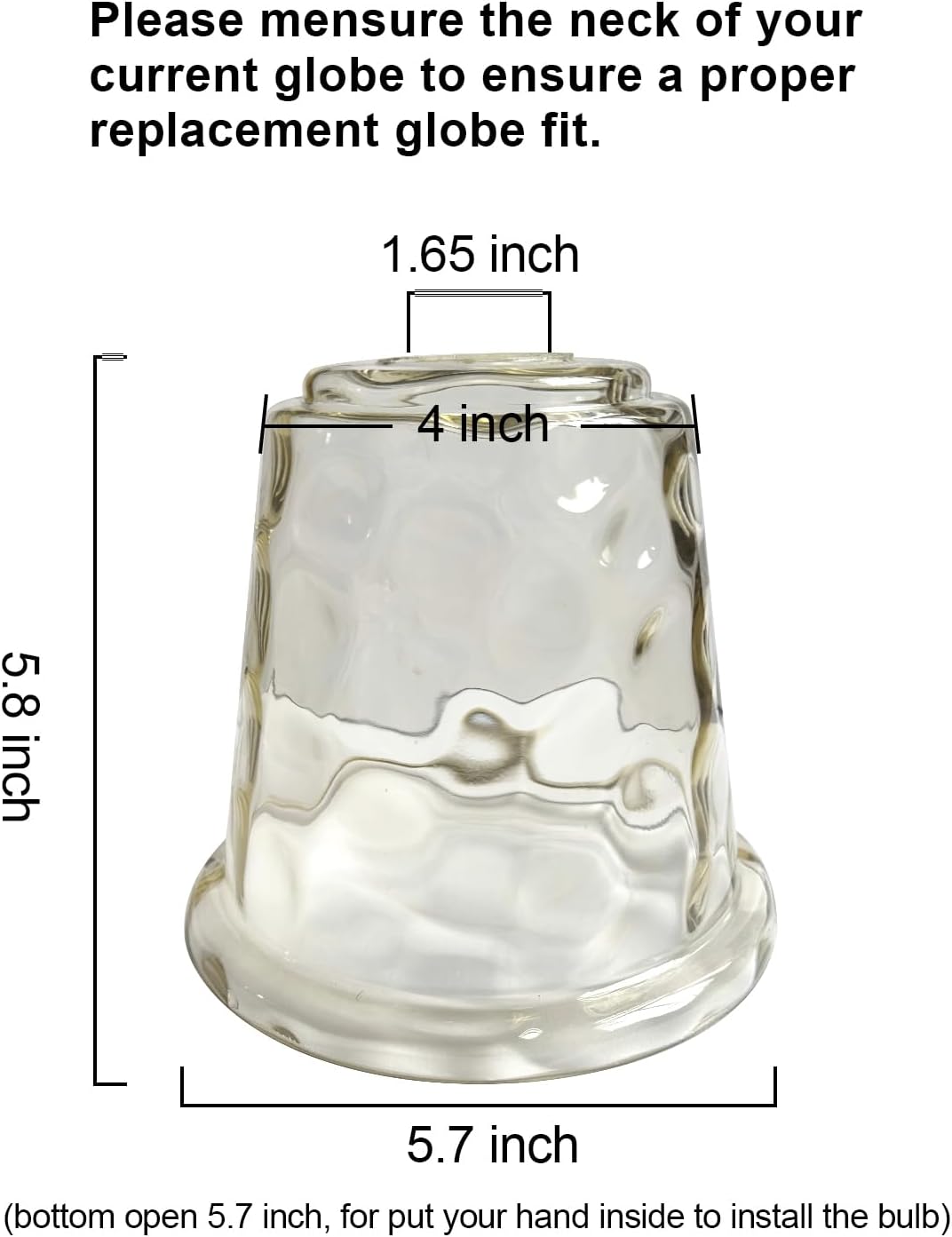 3 Pack Light Fixtures Replacement, Globe Shaped Hammer Glass Clear Amber Glass Shade for Pendant Light Vanity Wall Sconce, E26 Base 1-5/8 Inch Fitter