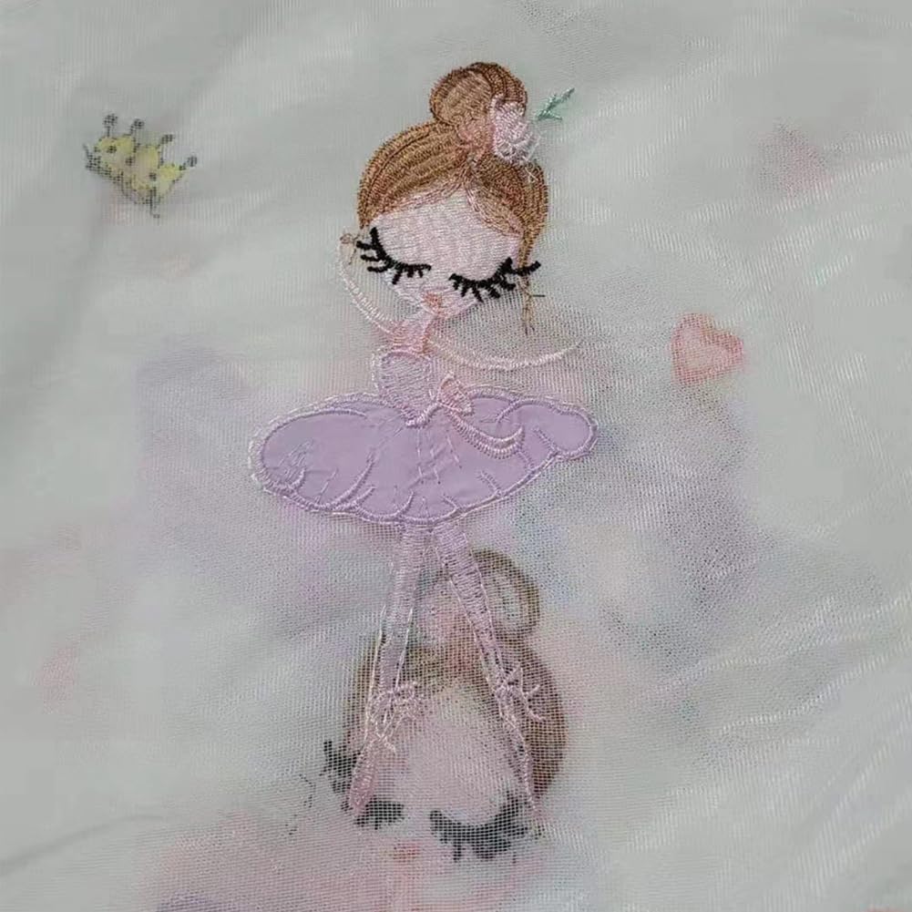 Kinderzimmer Gardinen Transparent Rosa Ballerina Mädchen Krone Herzen mit Ösen Voile Vorhang Durchsichtig Kinder Baby Ösenschal Fenstervorhang 2er Pack 140x175