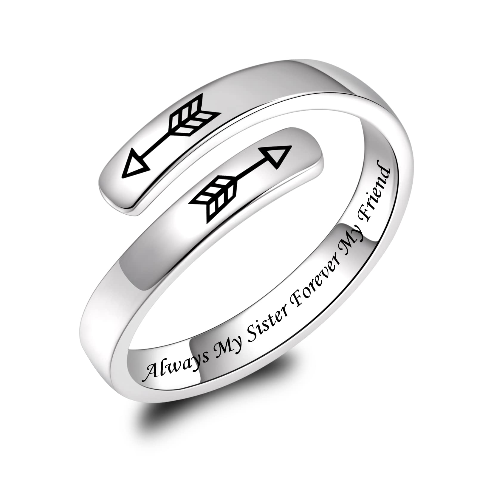 BEILIN 925 Sterling Silver Inspirational Jewelry Rings Adjustable Ring Personality Encouragement Gift for Teens Women