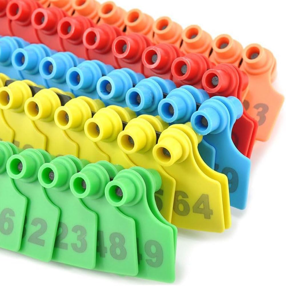 Ohrmarken 1–1000 Rinder-Ohrmarken, Kunststoff-Vieh-Ohrmarke, Kuh-Ohrmarken für personalisierte Markierung, Tier-Ohrmarke für Schafe, Rinder, Ziegen, Schweine Yellow 4*5cm (1.57*1.96in) 001-100