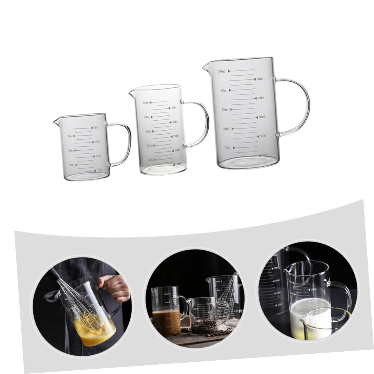 IMIKEYA 3pièces à Mesurer Graduées Mug Pour Lait Jus Et Ingrédients De Pâtisserie Précision Et Lisibilité Assurées