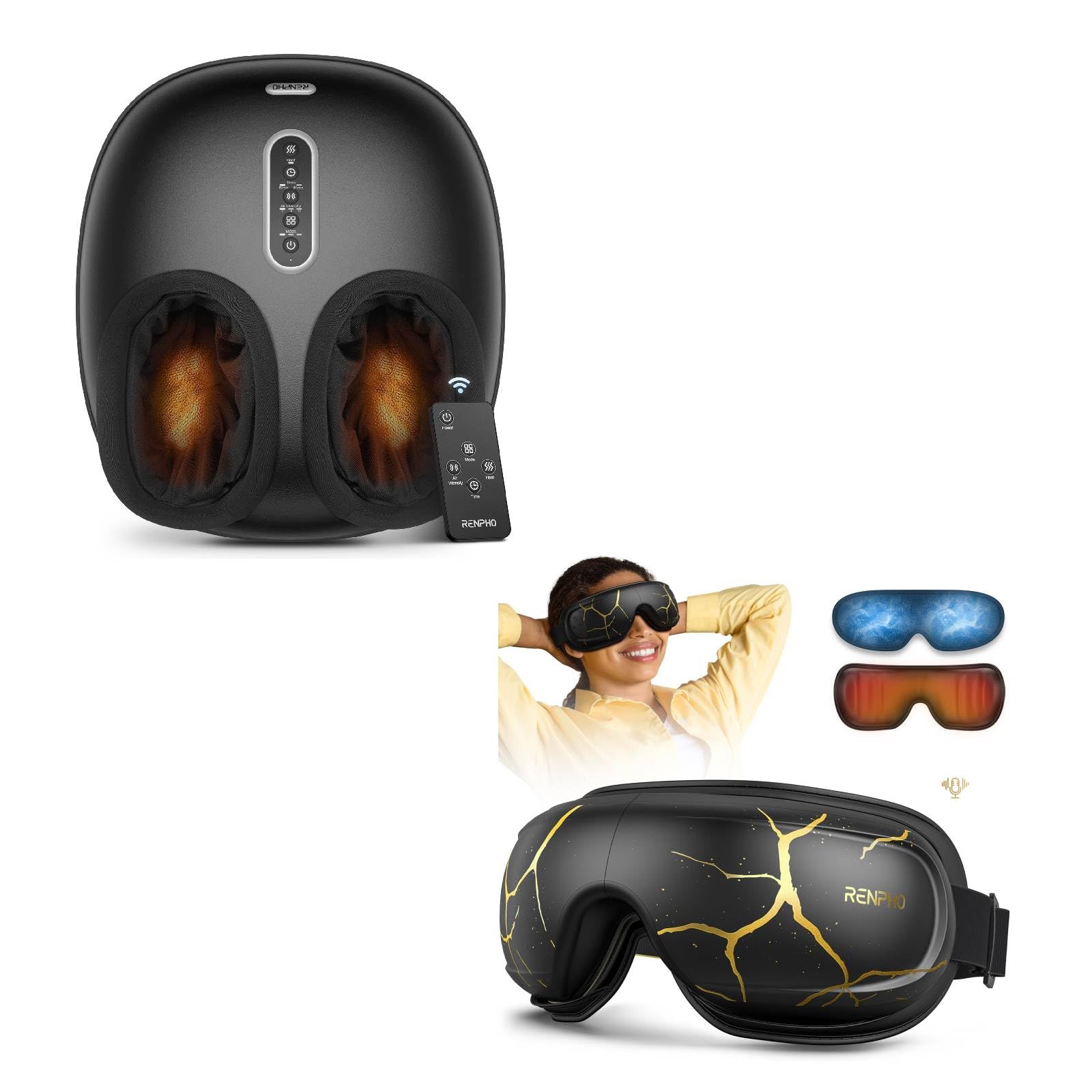 RENPHO Eye Massager with Heat and Cooling Foot Massager with Heat