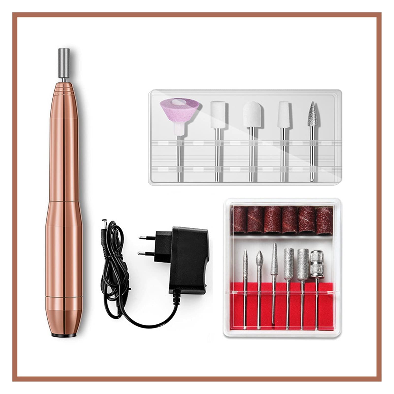Máquina Perforadora de uñas Conjunto de la máquina Taladro uñas eléctrico portátil Máquina manicura Pedicure Set Pedicura File Nail Art Tools Kit Gel Remover Equipo(Gold USB (Plug))