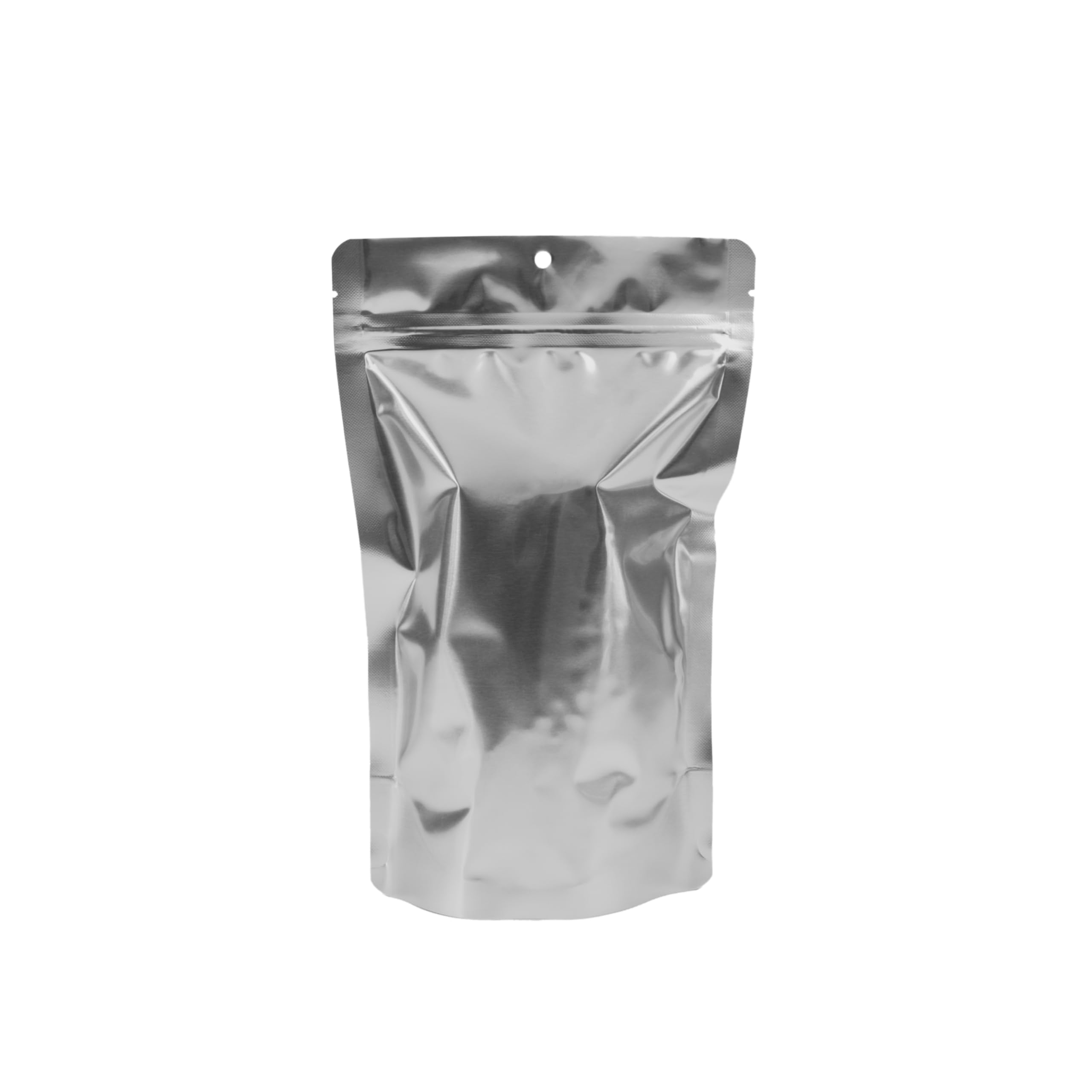 PackFreshUSA: 5 MIL Mylar Silver Metalized Stand Up Pouch Bags - Professional Flexible Packaging - Resealable - Seal-Top - Heat-Sealable - Hang Hole -