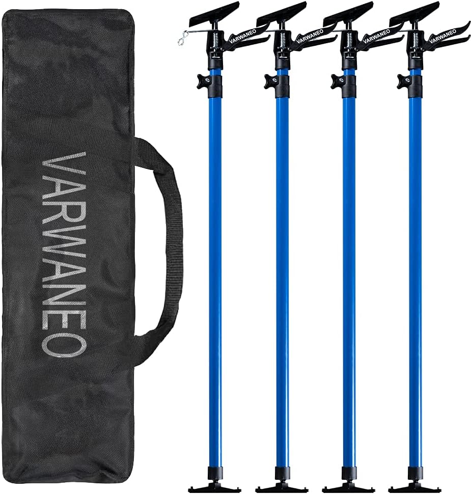 Support Pole, Steel Telescopic Quick Adjustable 3rd Hand Support System, Support Rod, Supports up to 154 lbs Construction Rods for Cabinet Jacks Cargo Bars Drywalls Extends from 49 Inch to 114 Inch