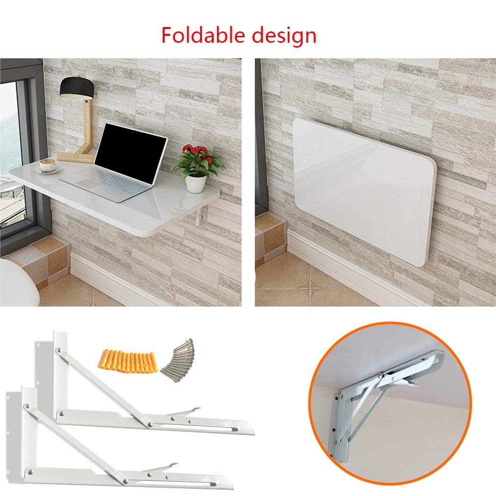 Pmnianhua Table murale rabattable en bois pour ordinateur portable, étagère pliable à suspendre, station de travail informatique multifonction avec compartiments de rangement pour bureau à domicile Pmnianhua Table murale rabattable en bois pour ordinateur portable, étagère pliable à suspendre, station de travail informatique multifonction avec compartiments de rangement pour bureau à domicile