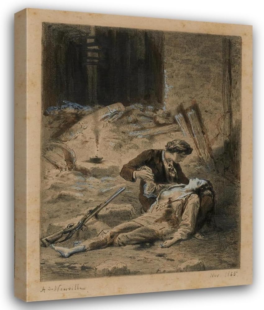 ArtDirect Mort d’Eponine L’Agonie de la mort après l’agonie de la vie (1865) Custom Framed Art Print Giclee Print or Canvas Options with Various Sizes and Customization by Alphonse Marie De Neuville