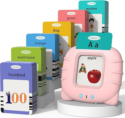 Startcan Tarjetas didácticas parlantes para niñas de 1, 2, 3, 4, 5, 6, aprende ABC, números 0-100, frases, objetos, adjetivos y más palabras de