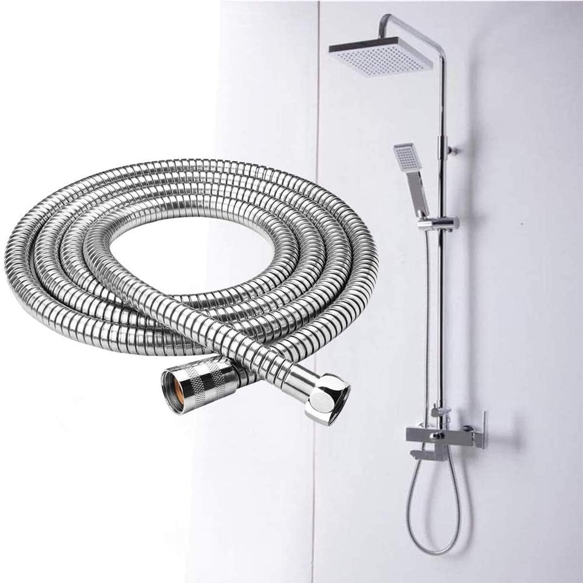 KAV Universal Shower Hose, Flexible Anti-Kink Stainless Steel Hose with Brass Insert & Chrome Finish, Leakproof - Image 4