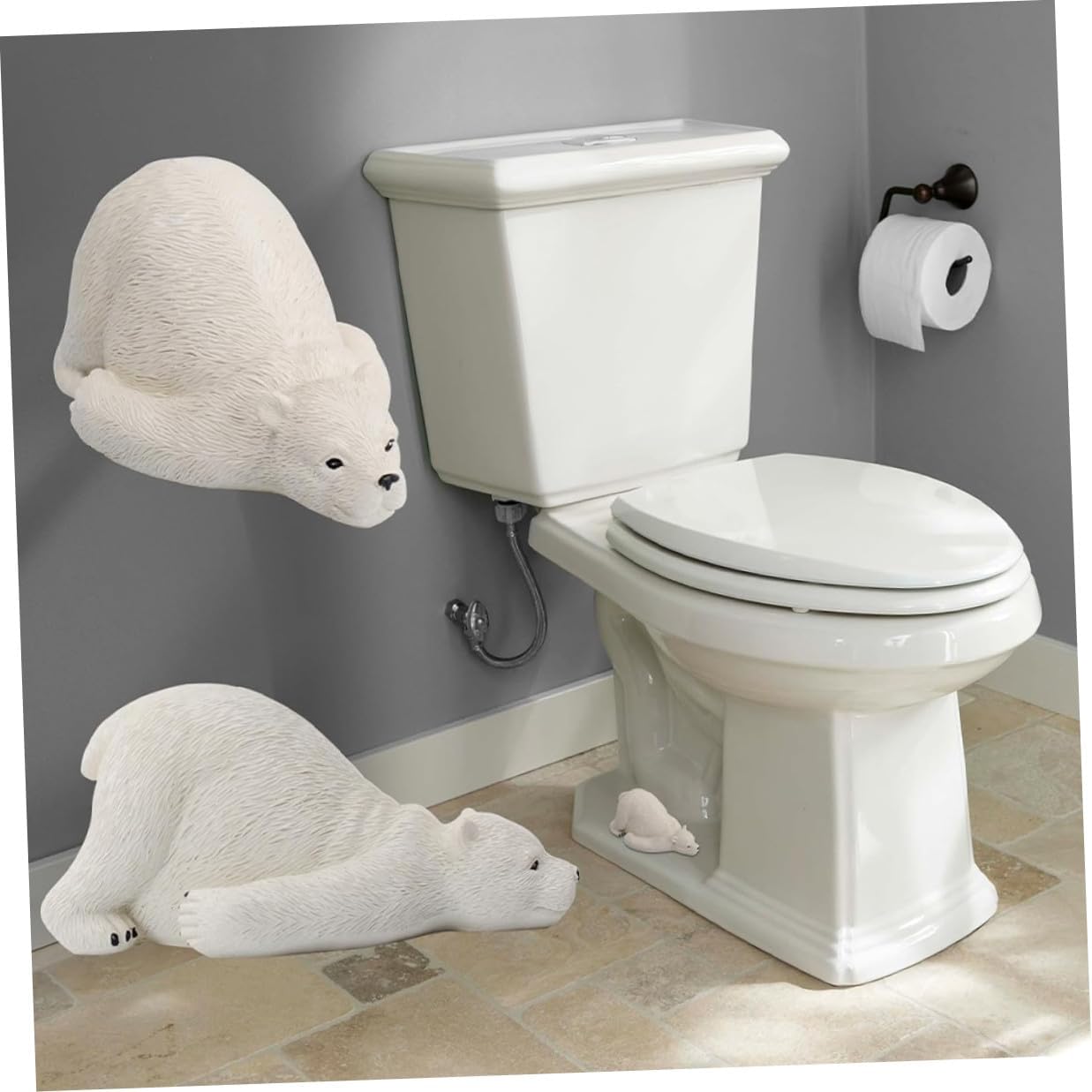Resin Bear Shaped Toilet Bolt Caps Decorative Covers for Toilet Bowl Bolts Replacement Floor Screw Covers for Bathroom Accessories