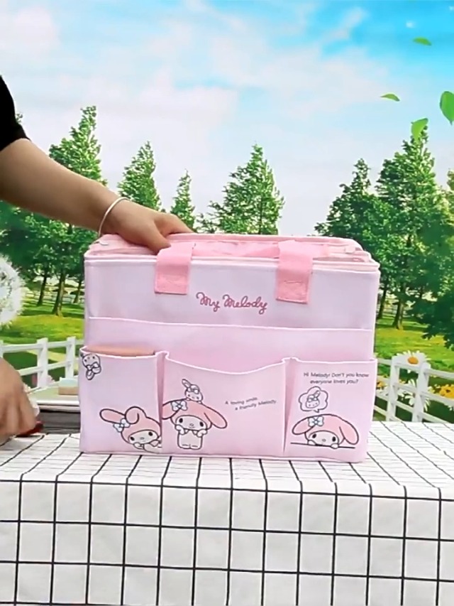 Bolso tipo tote de lona con cierre superior y 4 bolsillos miniatura 7