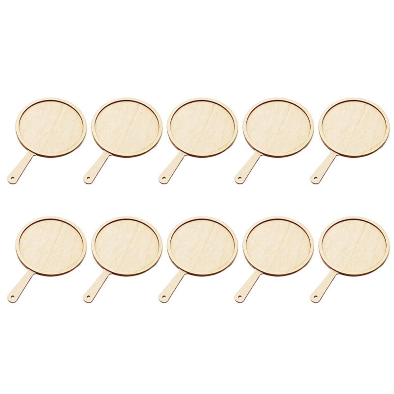 Qusinfc 10Pcs Unpainted Wooden Handheld Fan Unfinished Wooden Fan Shape Cutout for Art Painting and Classroom Art Project Craft