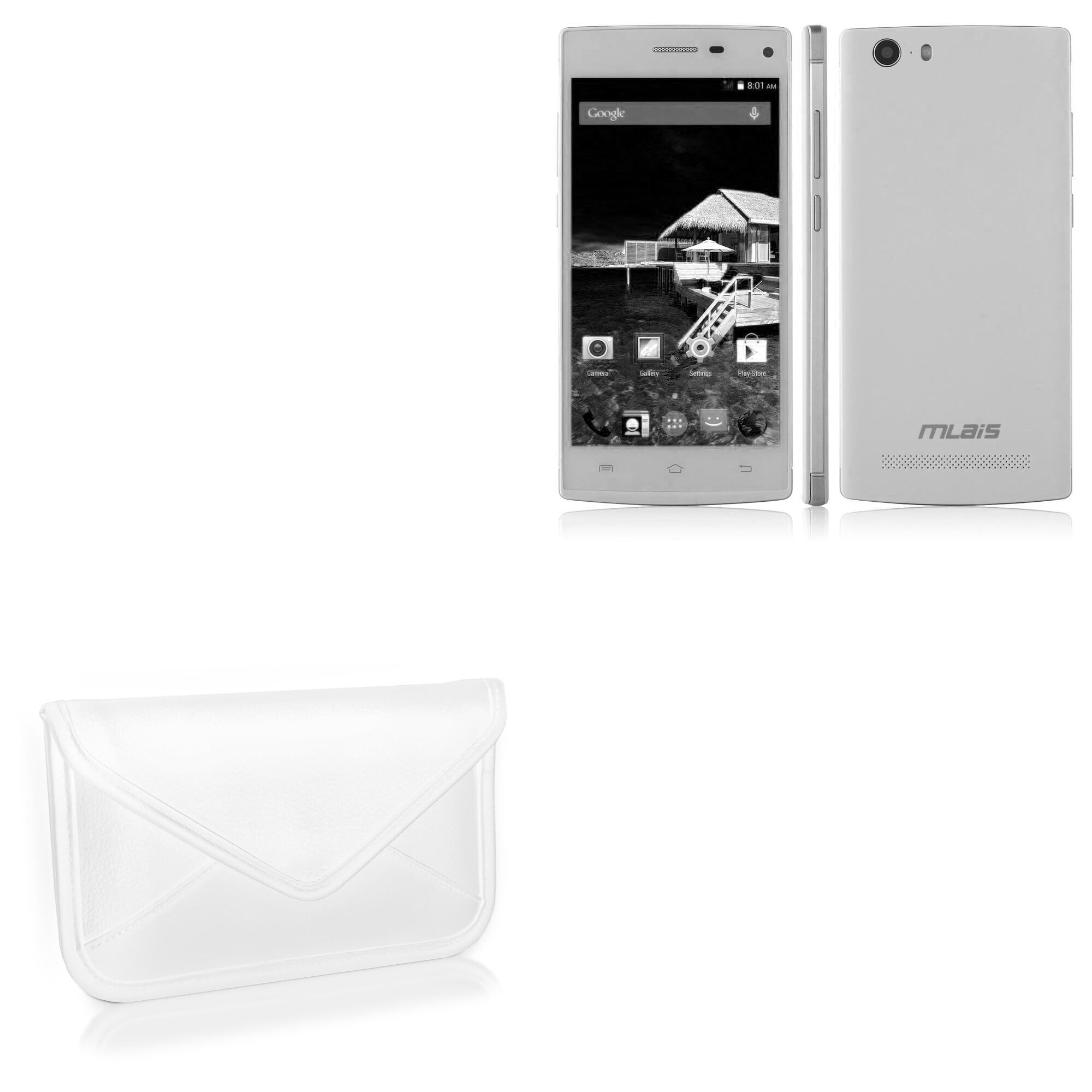 BoxWave Case Compatible with Mlais M9 - Elite Leather Messenger Pouch, Synthetic Leather Cover Case Envelope Design - Ivory White