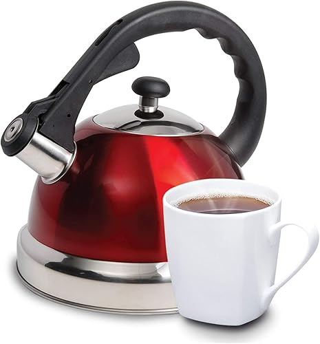 Miniatura 6 de Hervidor de agua para té con silbido Mr Coffee 9140702Flintshire de acero inoxidable 175 qt Plateado
