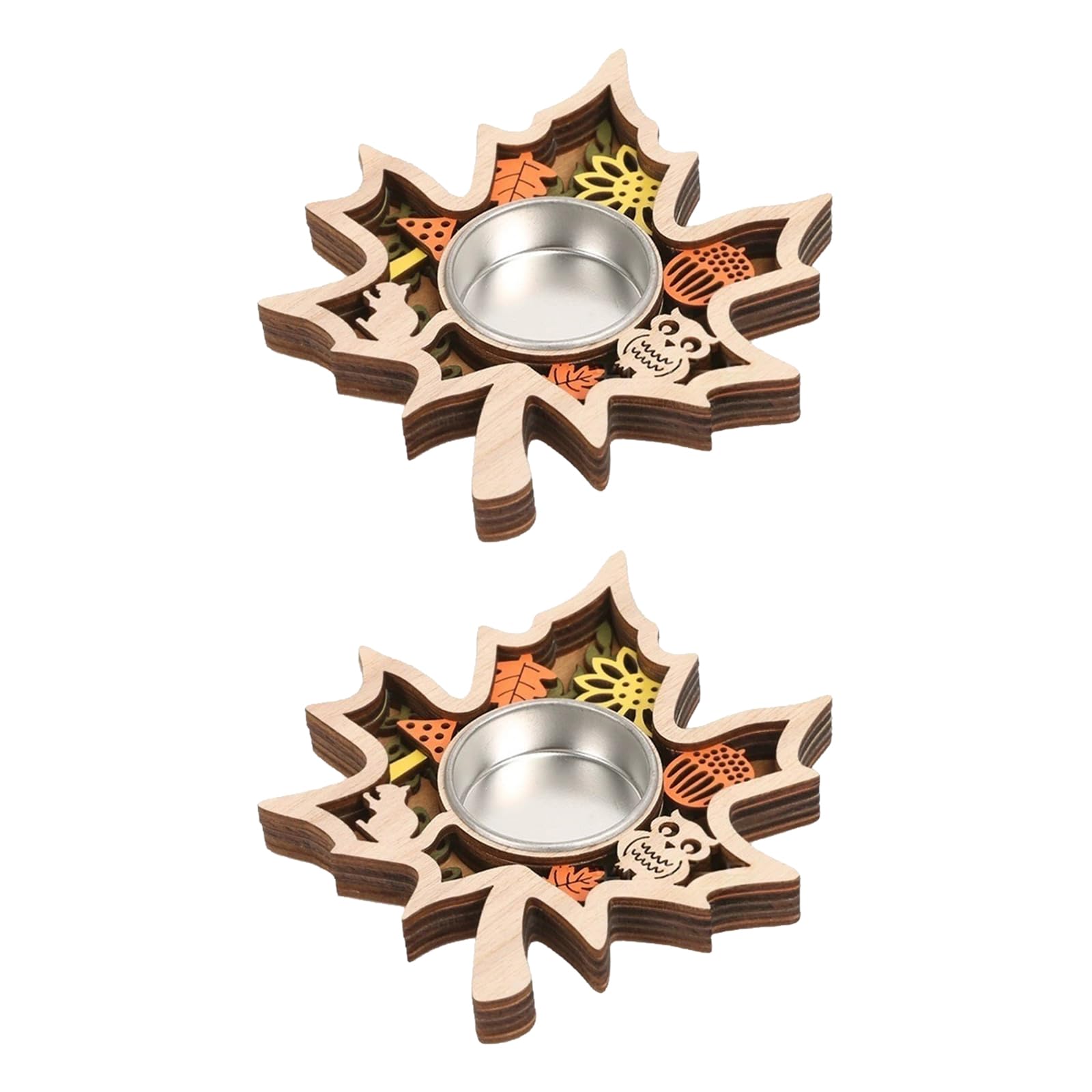 Tsophreniq 2Pcs Natural Wood Holders Halloween Various Decoration Festival Tabletop Display Safe and Stable Base Wooden Decorations