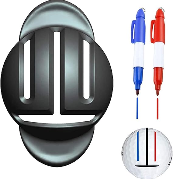 Review Dheera Portable Golf Ball Line Liner with 2 Marker Pens Durable Golf Ball Marking Alignment Tool Easy Operation Template Drawing Mark Alignment Putting Tool