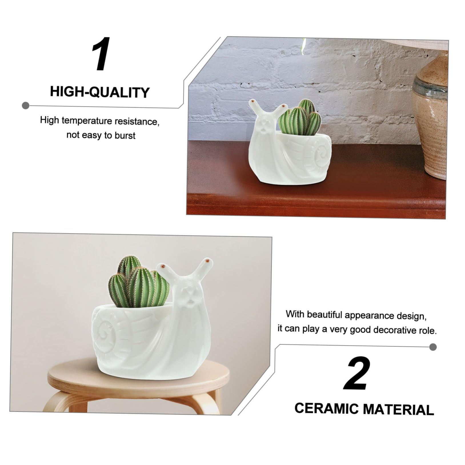 Vaso per piante succulente a forma di lumaca Vaso per piante grasse in ceramica Contenitore Fiore da giardino Pianta decorativa Vaso bonsai