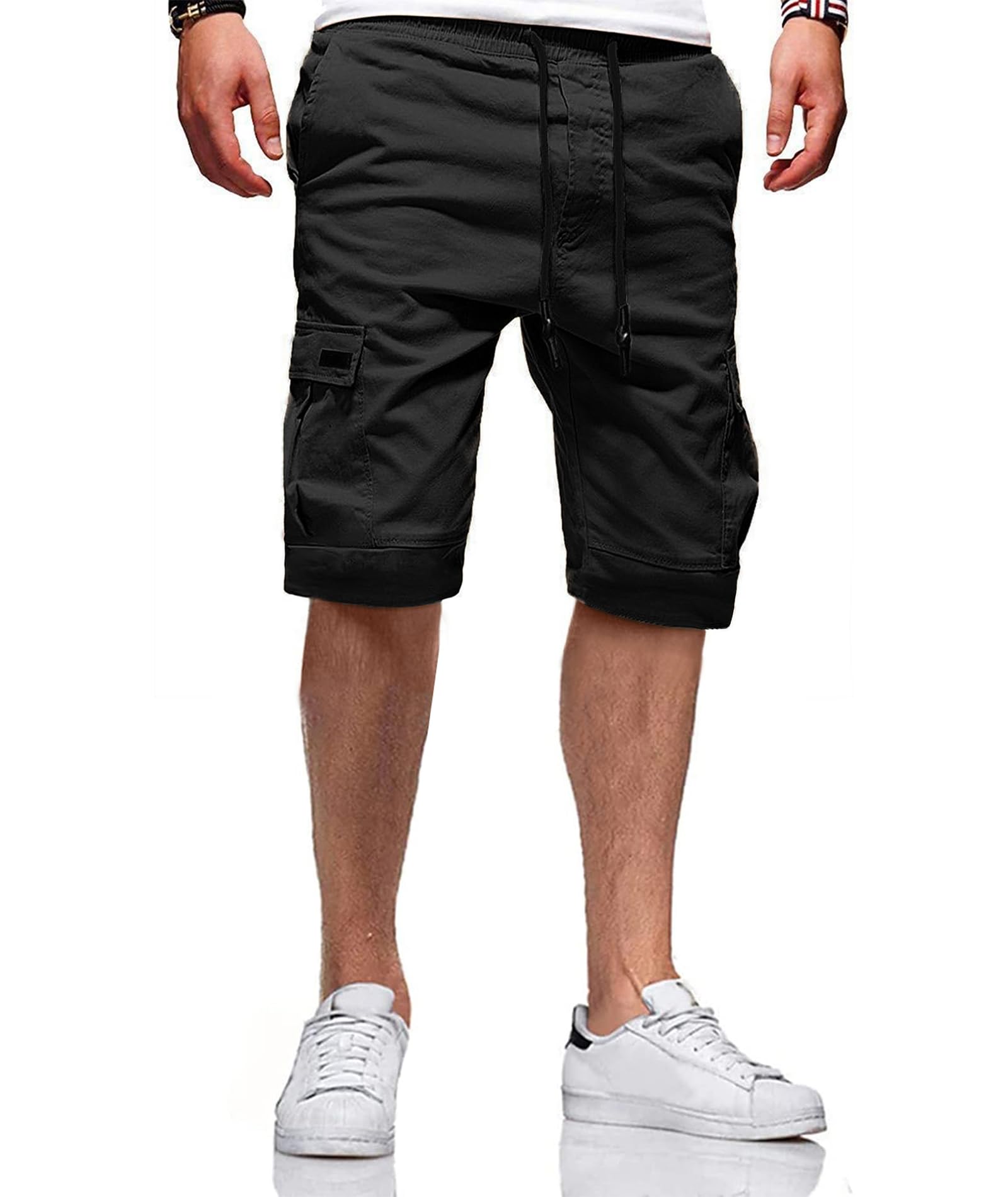 JACKETOWN Kurze Hosen Herren Cargo Shorts Baumwolle Bermuda Shorts Herren Sommer Freizeithose Elastische Taille mit Taschen