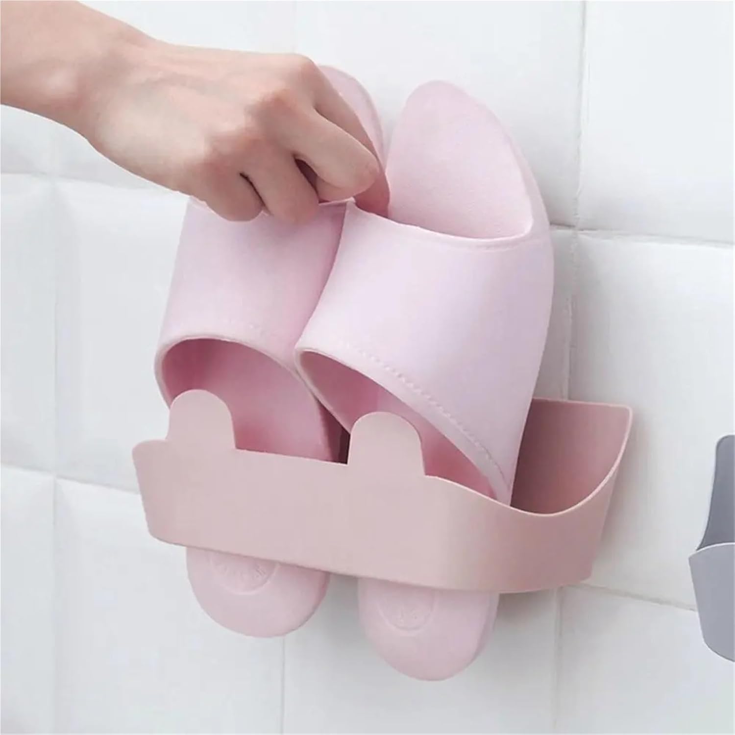 Wall-Mounted Slipper Rack Organisers，Slipper Holde 2 pcs Bathroom Slippers Organizers Slippers Storage Racks Home Space Saving Shoes Hanger For Shoes(Beige)