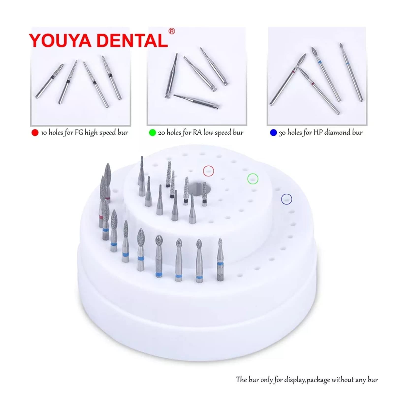 Dental Bur Block Holder With Lid - Plastic Station Holds 168 Burs For RA & FG Dental Tools