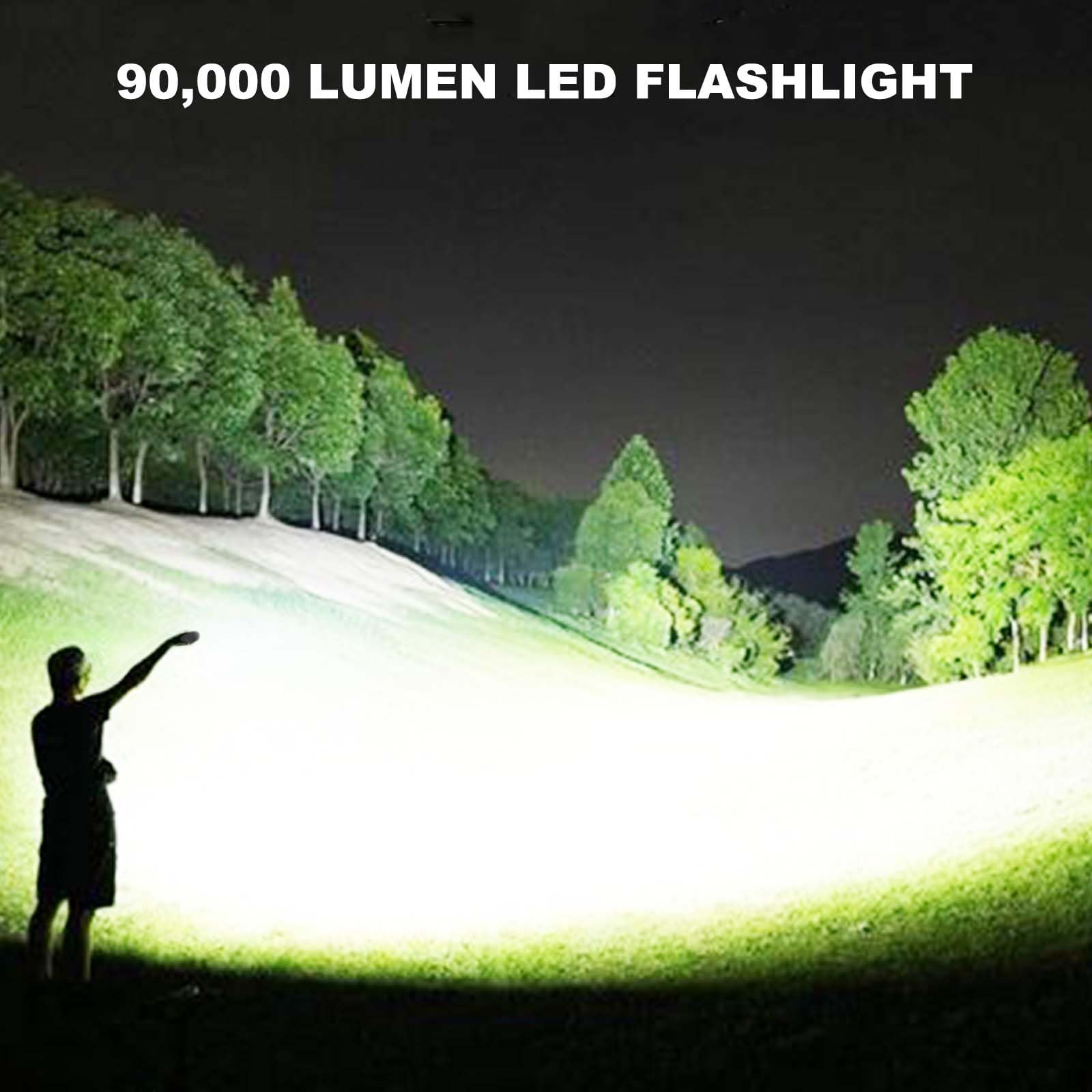 Paquete de 3 linternas LED recargables de alto lúmenes, linterna súper brillante de 9000 lm, ajustable con 5 modos de luz de flash potente con cable USB, linterna de mano impermeable para emergencias