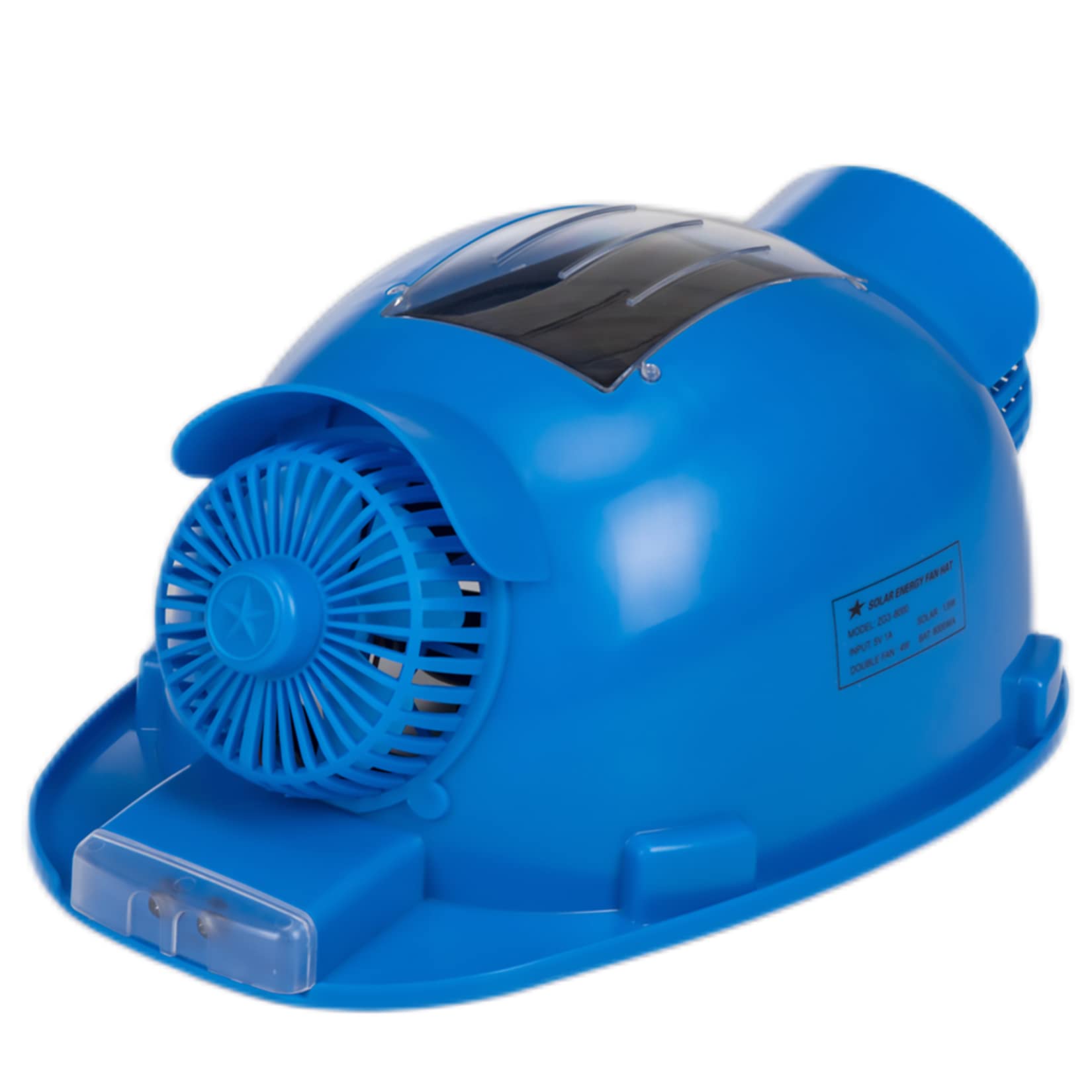 Unisex Construction Hard Hat with 2 Solar Fan And Light, Mens Waterproof Working Helmet, Great for People working in The Heat,Blue,12000mAh
