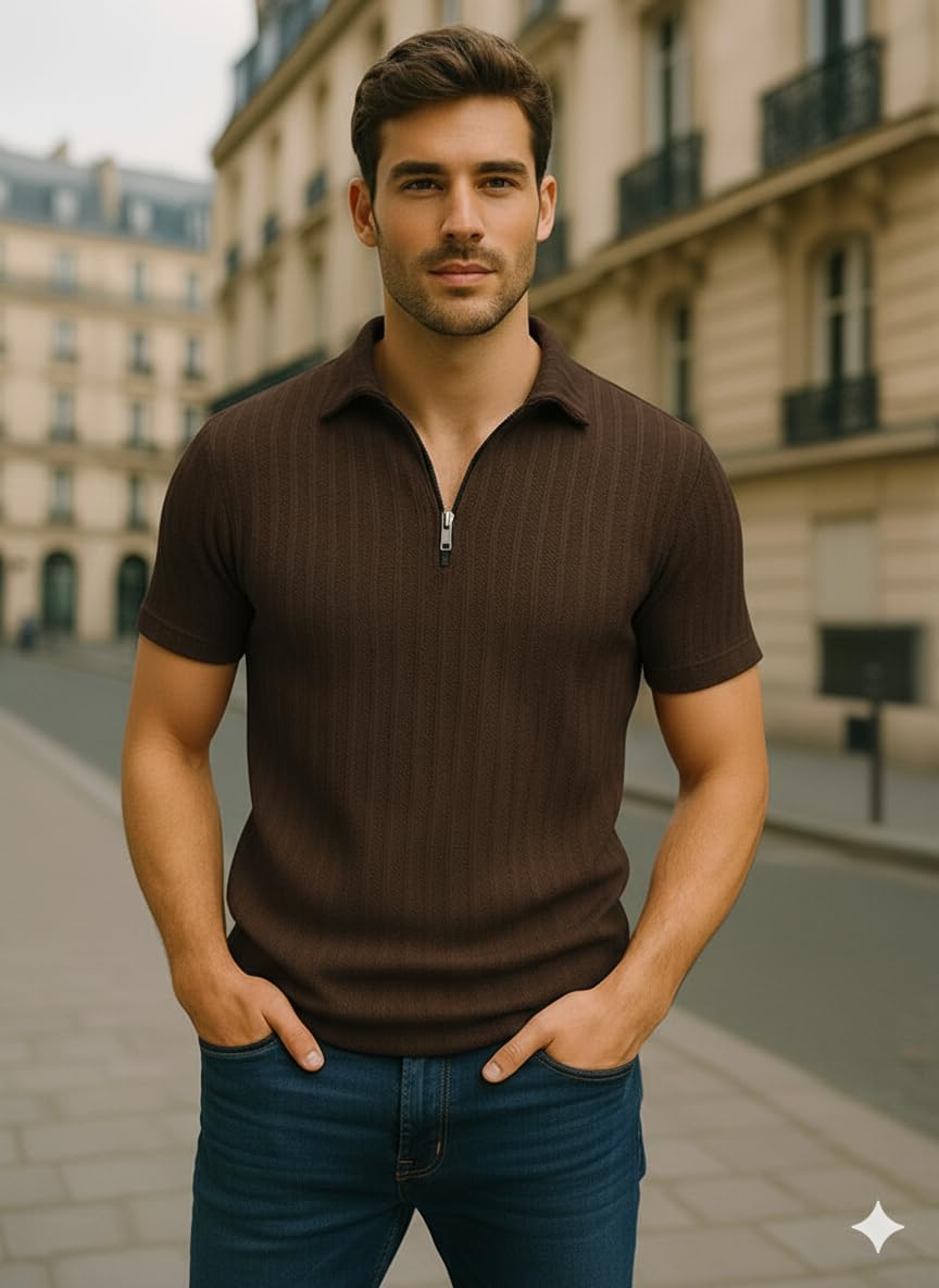 Preneum Men’s Polo T‑Shirt | Comfortable Rich Polycotton, Band Collar, Regular Fit | Stylish & Premium All Day Wear (Available in Plus Sizes and Combo Pack of 3) 1