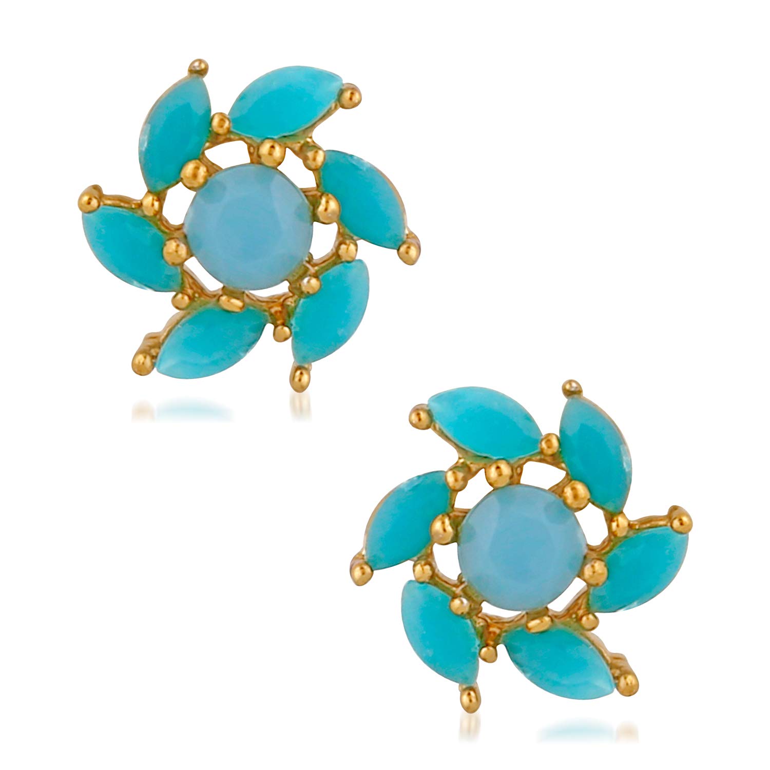 Mahi Carrot Blue Gold Plated Floral Love Crystal Alloy Stud Earrings for Women (B07NRG4GYB) Amazon Price History, Amazon Price Tracker