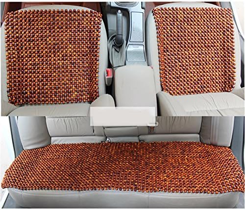 Wood Beaded Auto Car Seat Cover,Natural Rosewood Wooden Bead Cool Refreshing Back Massaging Comfort Cushion Mat,Premium Quality Universal for Car Truck on Summer (Rear seat)