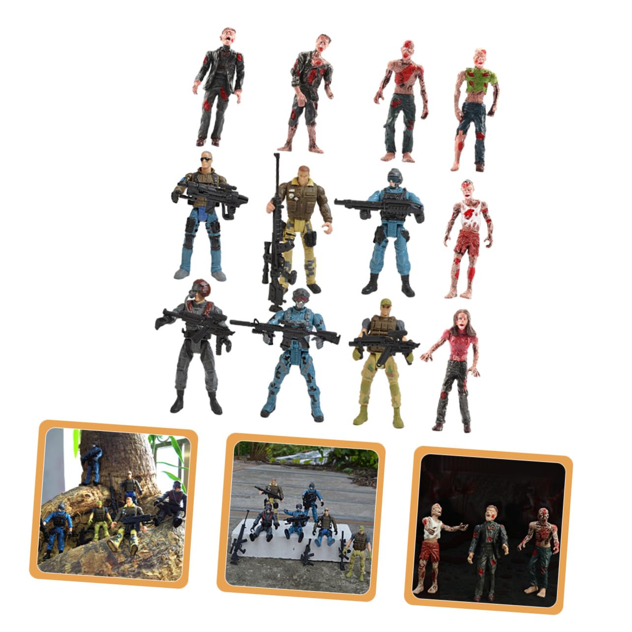 SUPVOX Set di Soldatini Militari 12 Pezzi in Plastico, Modelli 10cm | Articolazioni Mobili, Gruppo Mercenario Tema Zombie, Bordi Lisci senza Sbavature Stile Casuale