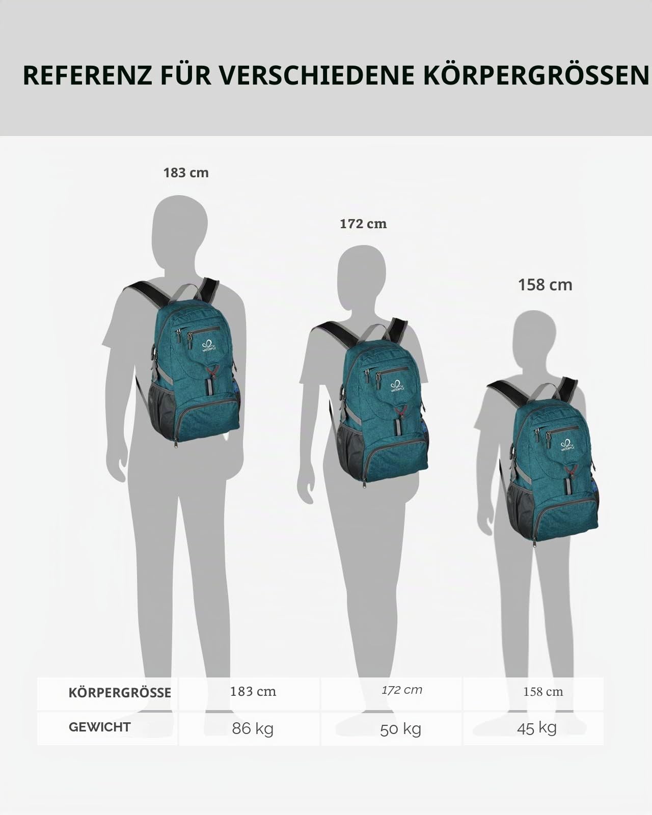 WATERFLY Ultraleicht Faltbar Klein Rucksack: 20L Leicht Packable Wanderrucksack Tagesrucksack Trekkingrucksack Outdoor Sportlich Backpack Travel Daypack für Herren Damen
