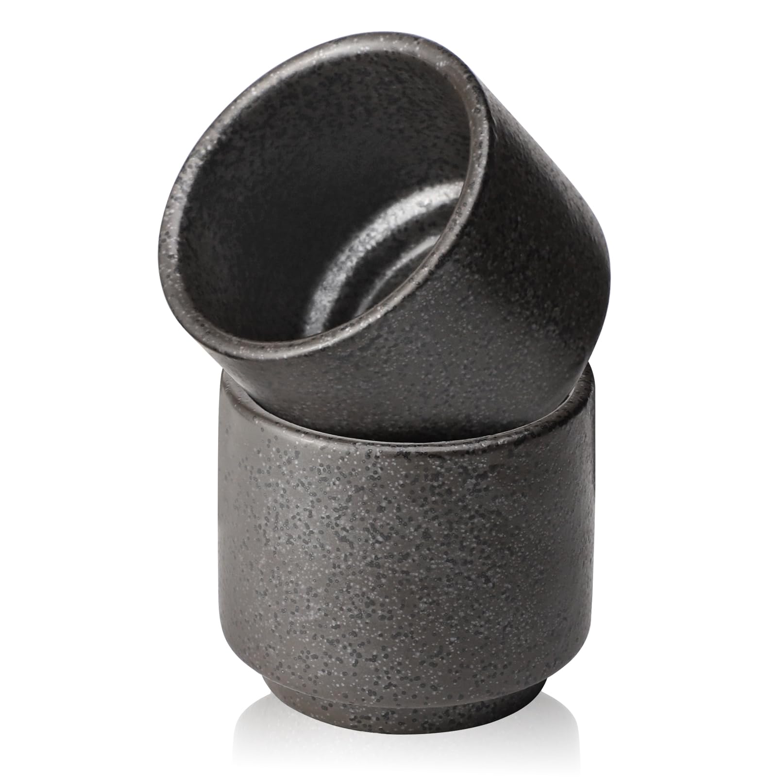 Tazze da tè in ceramica, 4 pezzi, 200 ml, set da tè giapponese (2 nero)