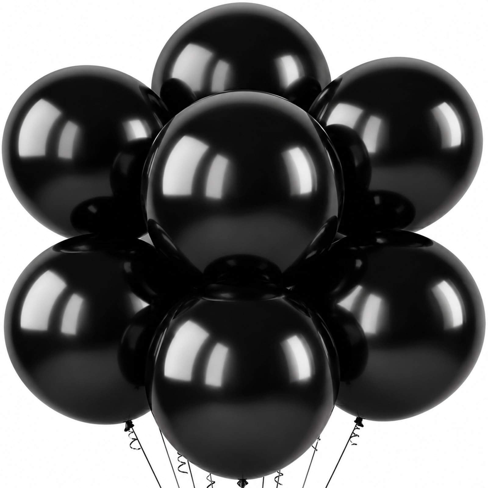 18 Inch Black Balloons, 15 Pcs Large Black Balloons, Round Latex Party Balloons for Birthday Graduation Bachelorette Retirement Anniversary Bridal Shower Halloween Casino Party Decorations