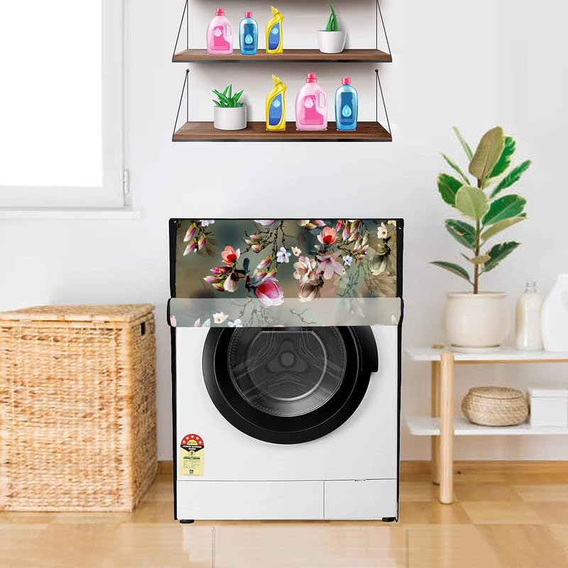 Image of PVC Fully Automatic Front Load Washing Machine Cover Compatible For IFB 7 Kg, 7.5 Kg, 8 Kg, 8.5 Kg, 9 Kg Dimension 62 D X 64 W X 86 H Centimeters, Green.