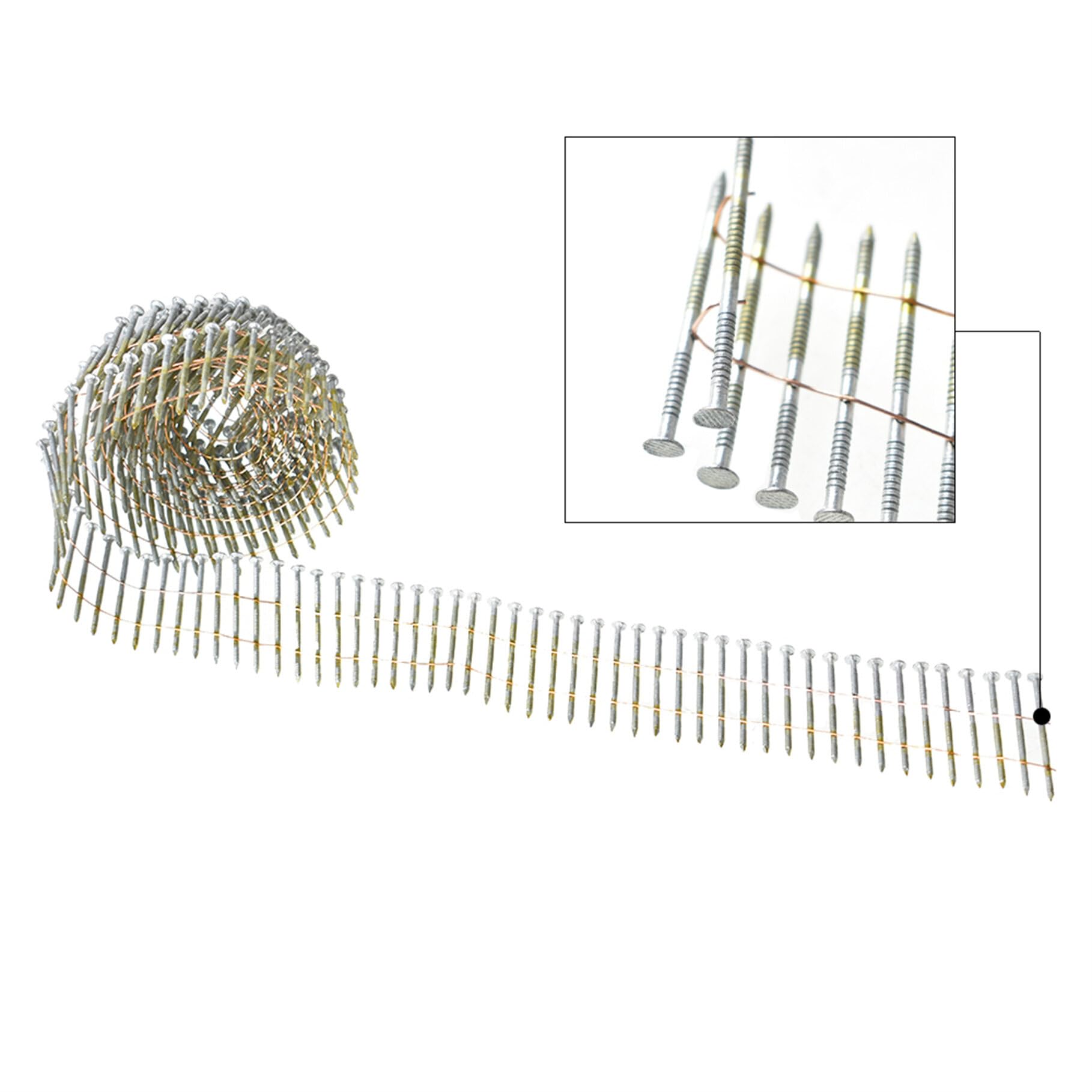 TJHSM 3600 Count Siding Nails 1-1/4in x 0.092in 15 Degree Collated Wire Coil Hot Dipped Galvanized