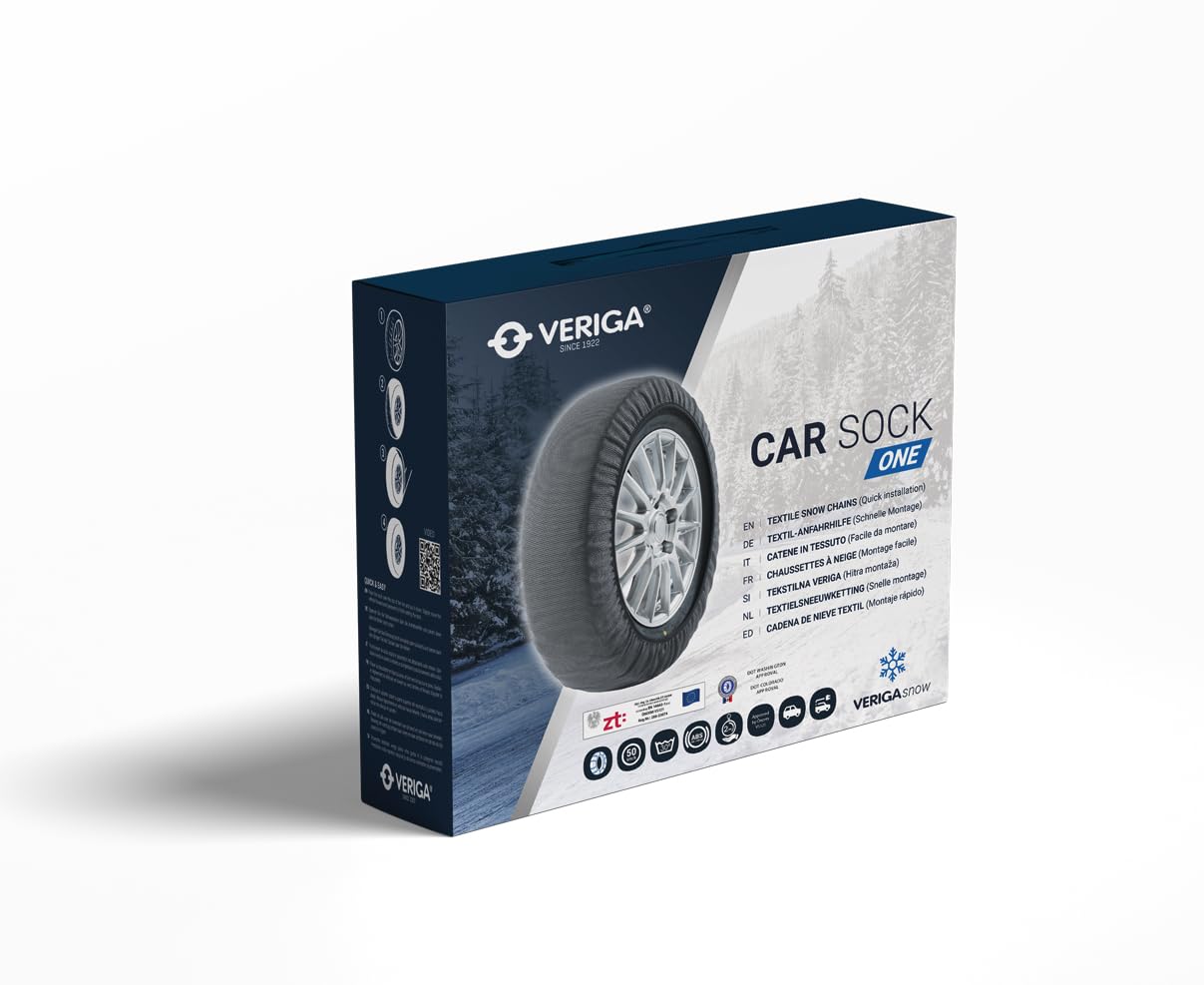 Veriga N11 CAR Sock One - Cadenas textiles para nieve (1 par = 2 unidades), homologadas según EN 16662-1 para la UE, montaje rápido para coches, coches deportivos, SUV, vehículos eléctricos