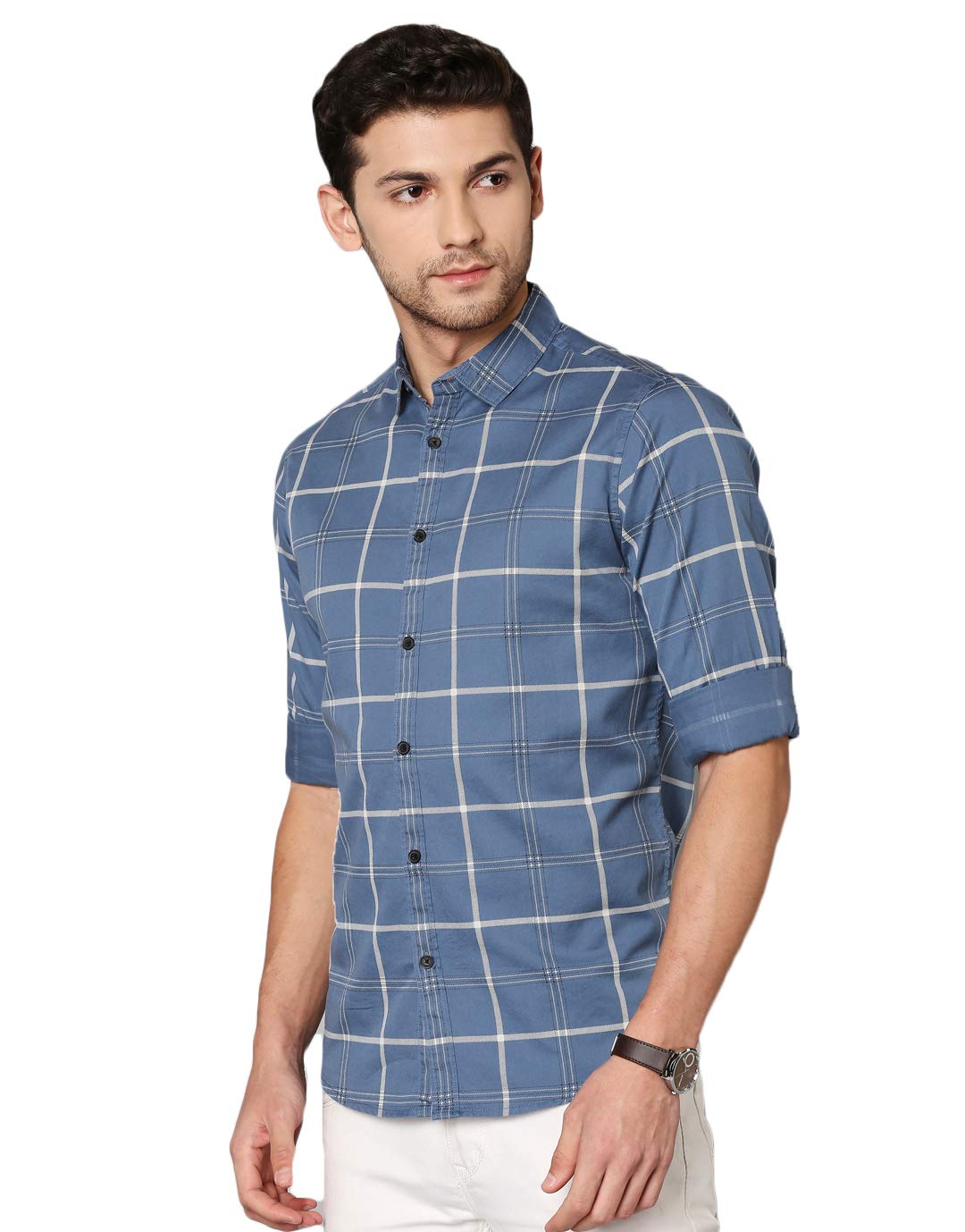 Dennis Lingo Mens Button Down Shirt - 100% Cotton, Slim Fit, Long Sleeve Checkered Shirt