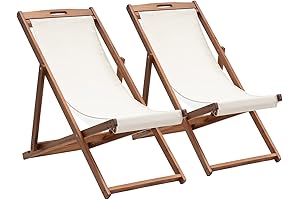 Low Profile Beach Chairs 2 Pack Outdoor Wooden Patio Lounge Chair 2...
