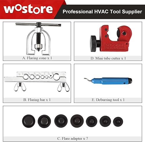 Miniatura 2 de Wostore Kit de herramientas de doble abocinación Cortador de tubos de línea de cobre