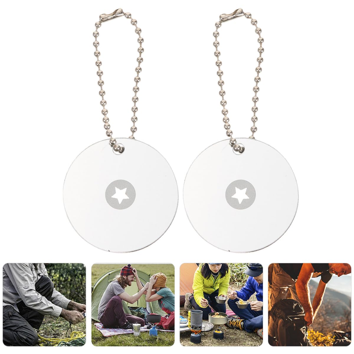 Mipcase 5 Ensembles Miroir De Signal De Lumière du Jour Pot Ours Sifflet pour Effrayer Les Ours Fourniture De Camping Extincteur d'urgence Signal De Survie Miroir 2 pièces * 5