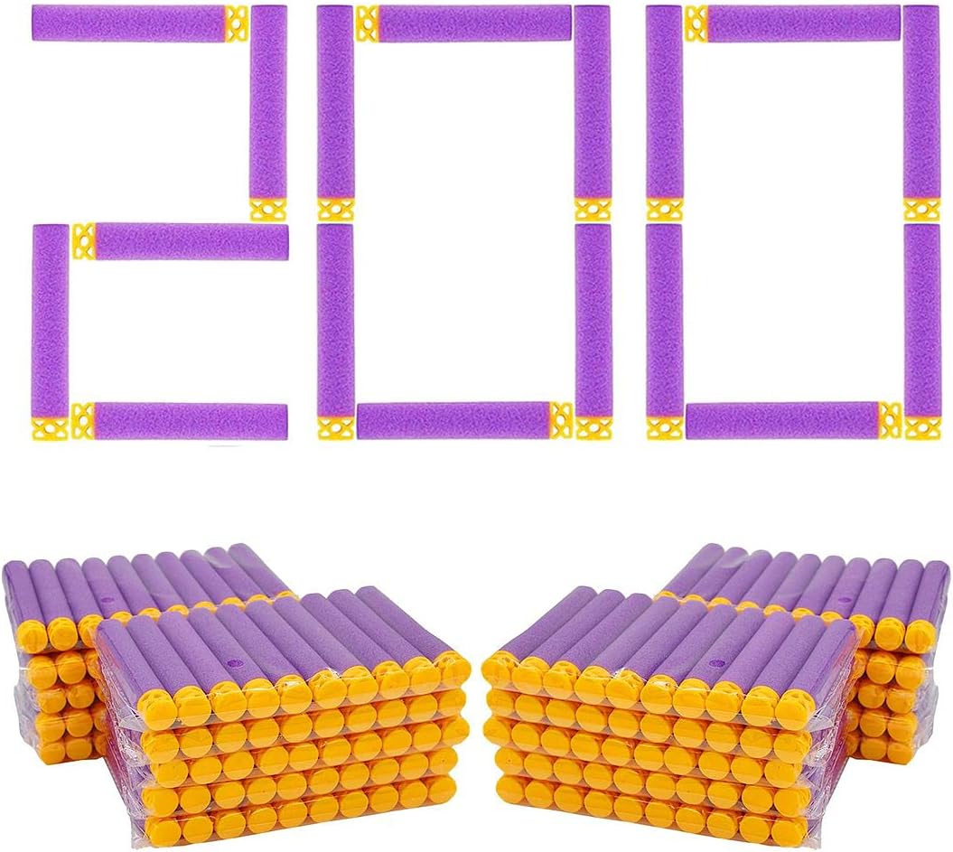 BOROLA 200Pcs Hollow Out Soft Foam Refill Waffle Darts Compatible for Nerf Elite Series Blasters(Purple)