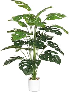 71CM Künstliche Pflanze Wie Echt, 24 Blätter Tropische Palme Gefälschte Monstera Baum im Topf Kunstpflanzen Groß Faux Pflanze für Outdoor, Indoor, Wohnzimmer, Balkon, Schlafzimmer, Zimmer Deko