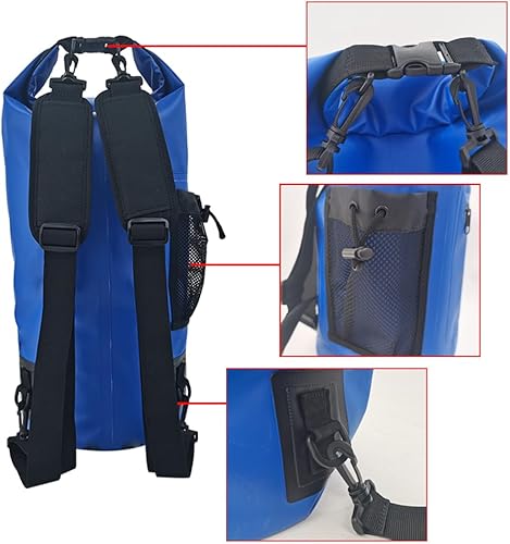 Miniatura 5 de ISURE MARINE Bolsa seca impermeable con bolsillo con cremallera de 20 litros, funda impermeable para teléfono, con cierre superior, bolsas de viaje
