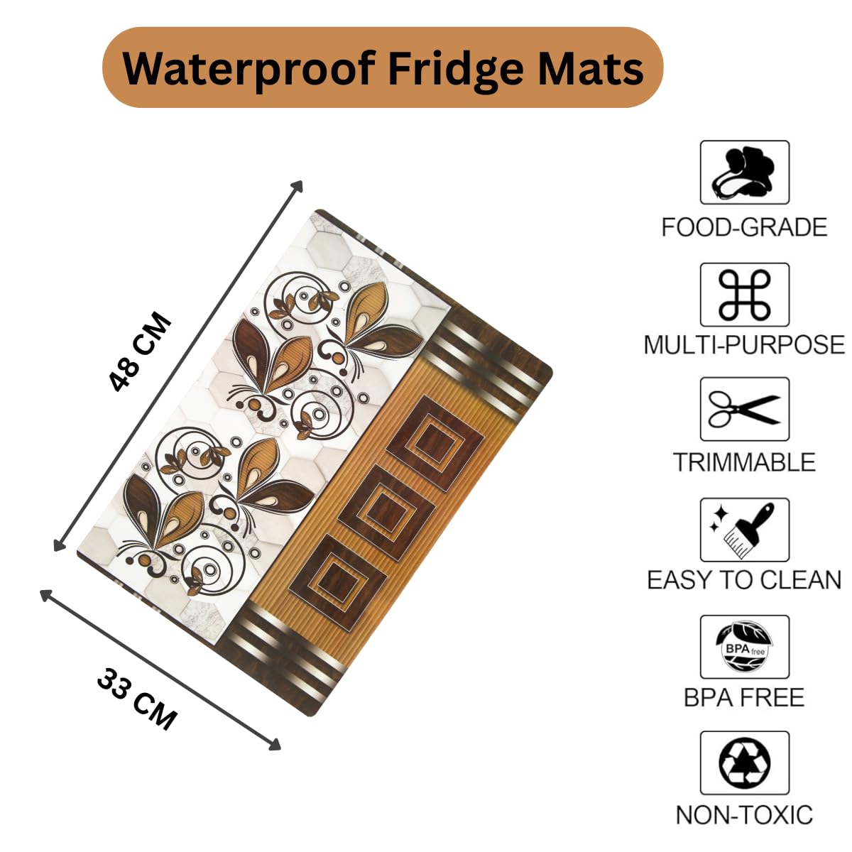 Grisha Fridge Covers - Flower Design, Waterproof -2