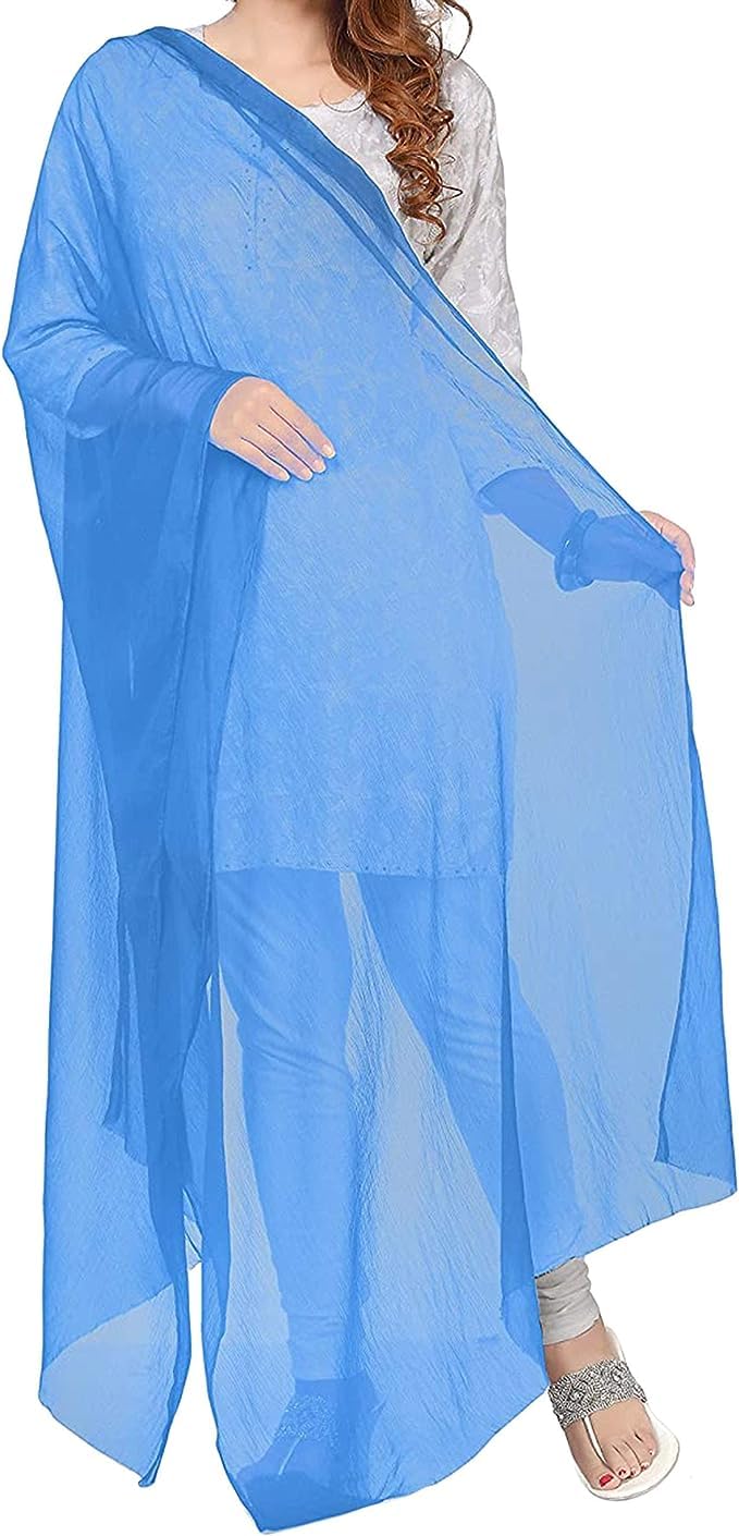 Sharvgun Dupatta Chiffon Stole Scarf Plain Long Chunni Indian Lightweight Stole Hijab, Set of 6- Mix Colors, Large